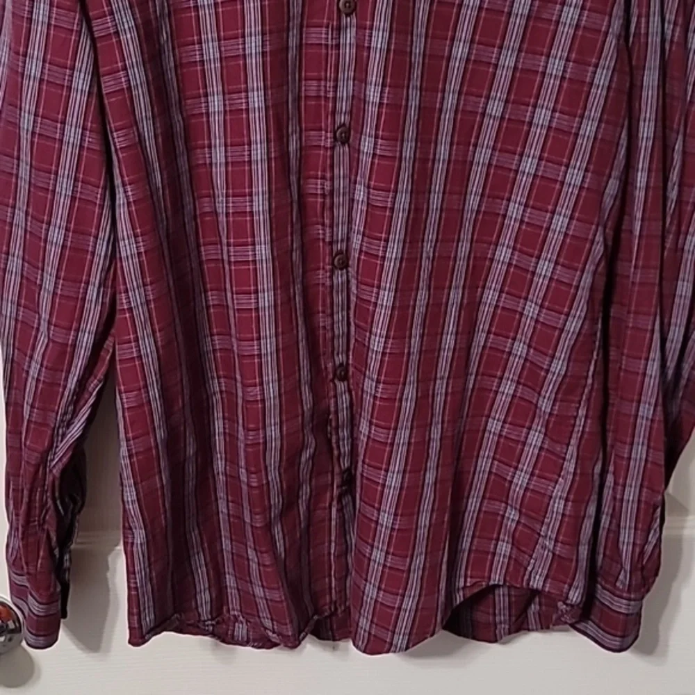 TRUE RELIGION‎ Maroon/White/Black Plaid LS Button-Down Slim Fit Shirt Men's XL